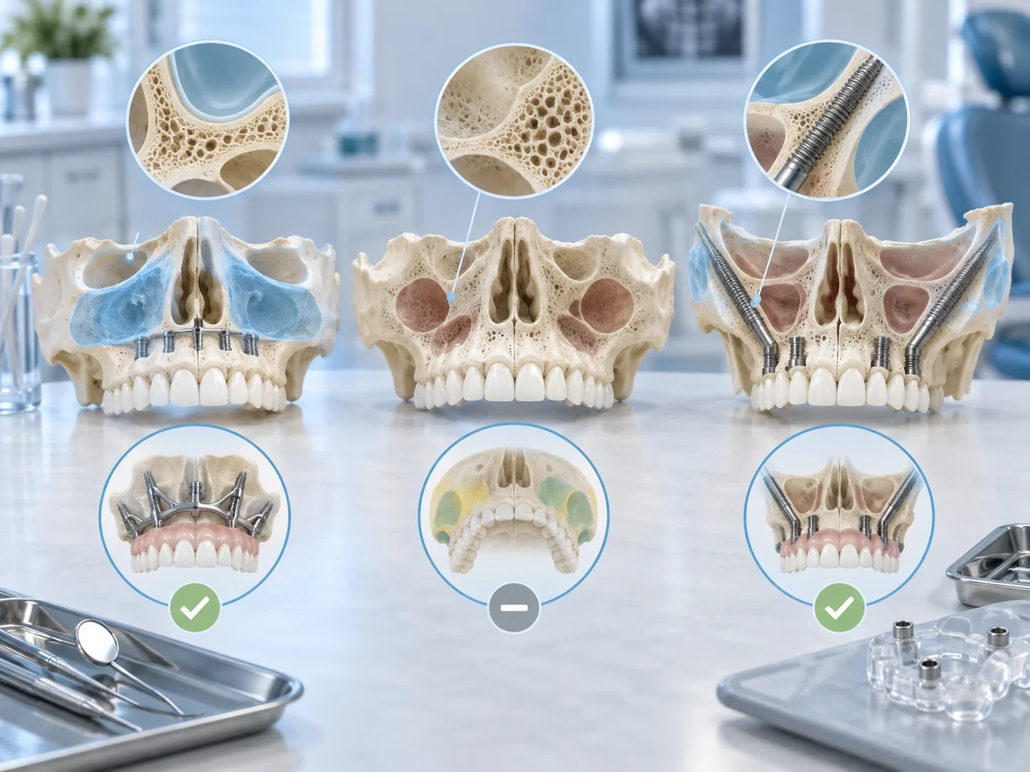 Khi nào nên chọn implant chân bướm, khi nào nên chọn implant gò má?