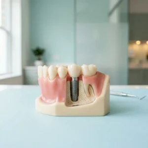 Mô hình hàm có trụ implant và mão răng